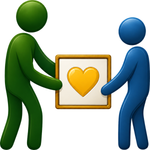 Dessin de deux personnages qui tiennent un coeur
